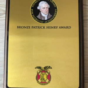 Bronze Patrick Henry (Organizational) Award Plaque (9" W x 12" H). Requires plate & engraving--not included.