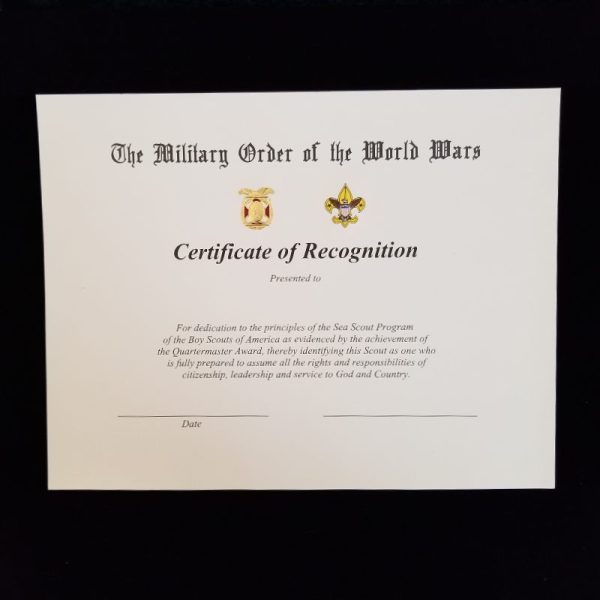 Quartermaster Award Recognition Certificate, BSA Sea Scout Program