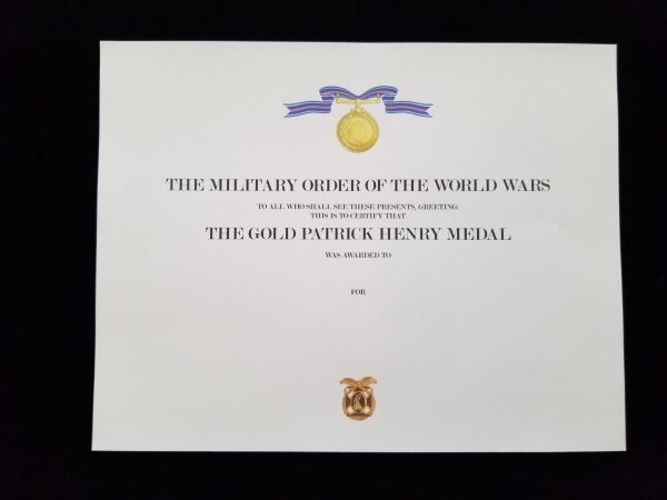 Gold Patrick Henry Medal (GPHM) Certificate - Image 2