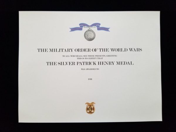 Silver Patrick Henry Medal (SPHM) Certificate - Image 2