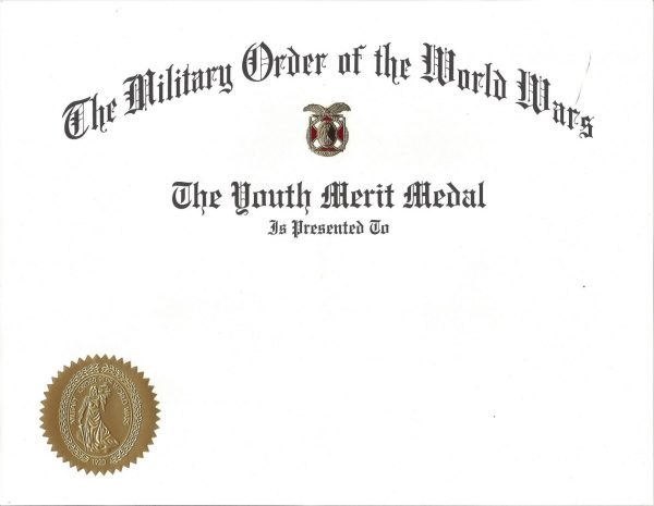 MOWW Youth Merit Medal Certificate (also order Horizontal Presentation Folder) - Image 3